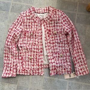 Nanette by Nanette Lepore Pink Red Tweed Short Jacket